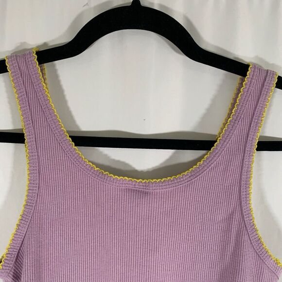 MTV Tank Top Women's Medium Purple Ribbed Sleeveless Embroidered Logo Cotton Ble - Picture 7 of 7